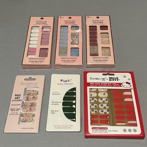 Dashing Diva Creme Hello Kitty Believe Beauty Nail Polish Strips Wraps bundle - Picture 1 of 8